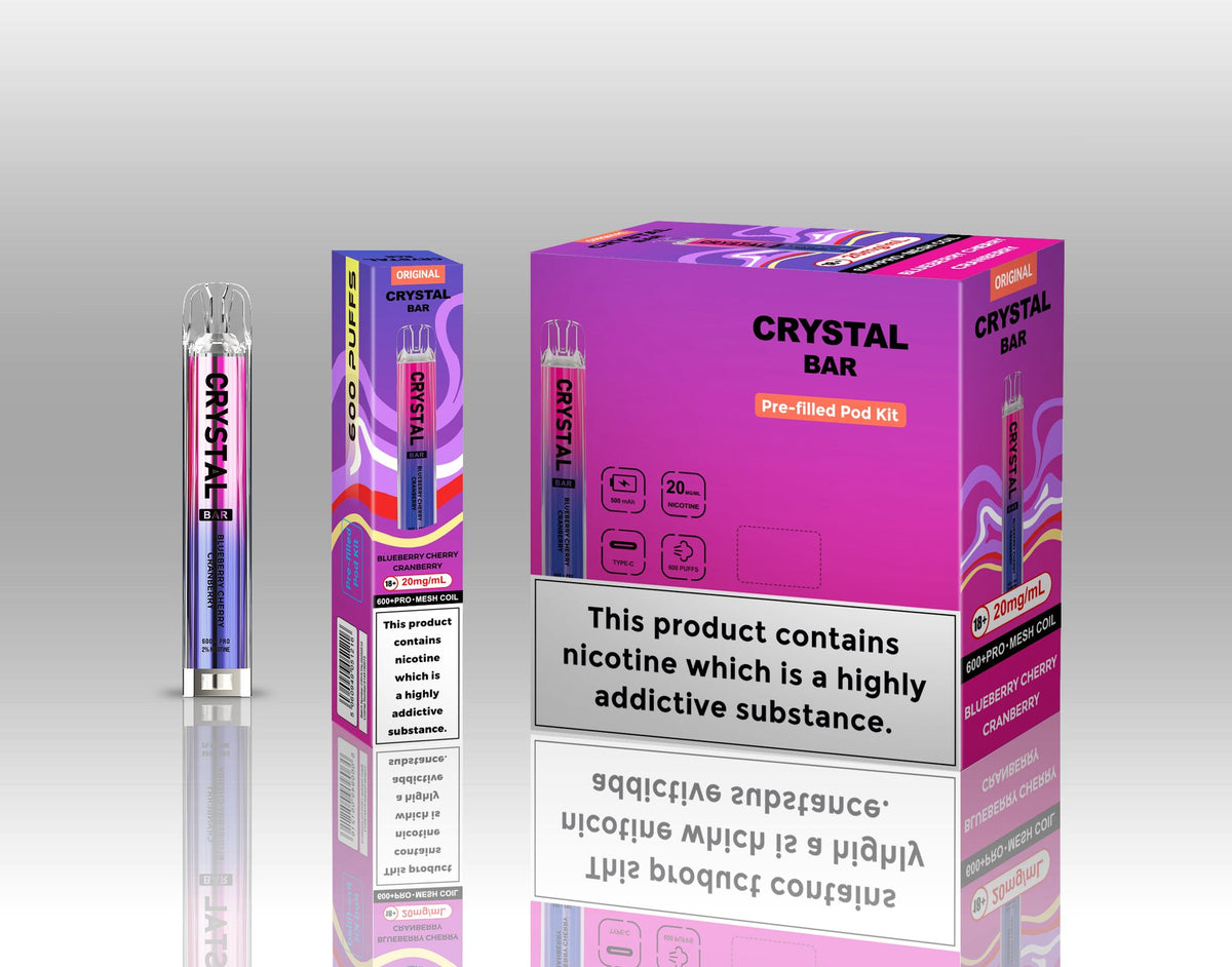 Crystal Bar Original 600 Vape Kit Pack of 10 Blueberry sour raspberry