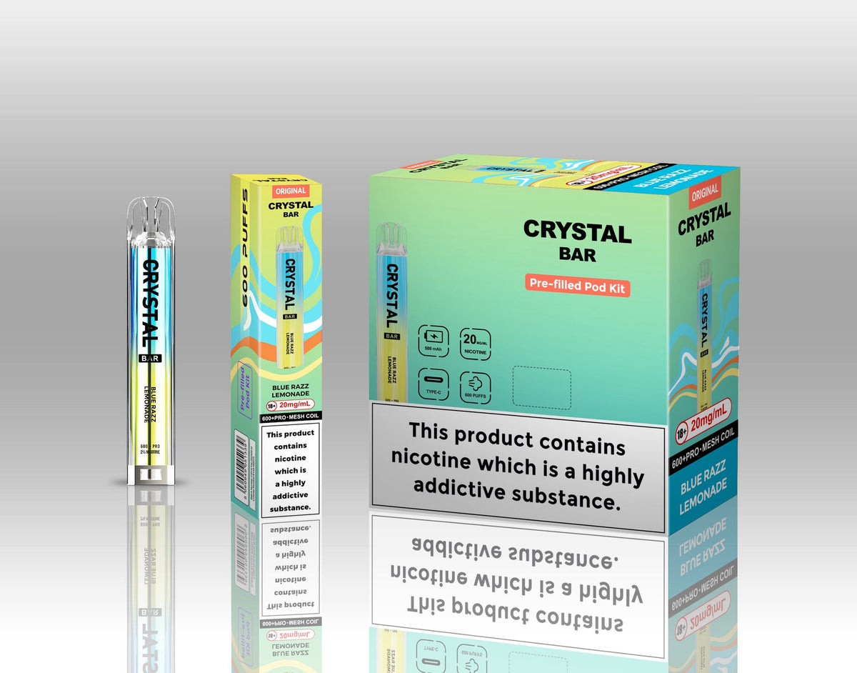 Crystal Bar Original 600 Vape Kit Pack of 10 Blueberry sour raspberry
