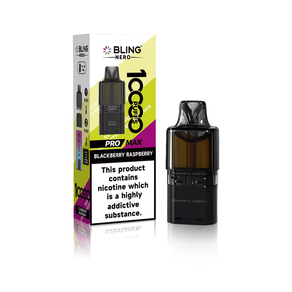 Crystal Bling Nero 10k Prefilled Pods Box of 5 Blackberry Raspberry