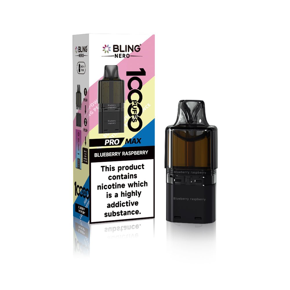 Crystal Bling Nero 10k Prefilled Pods Box of 5 Blueberry Raspberry