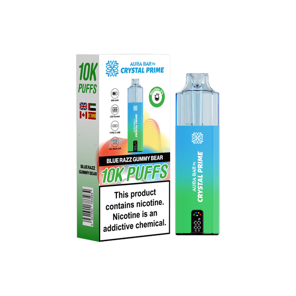 prime bar vape 10000 puffs Crystal Prime Aura Bar 10000 Prefilled Pod Kit Box of 5