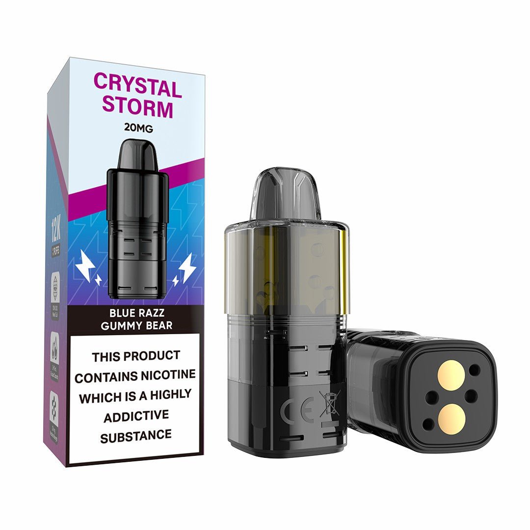 Crystal Storm Bar 12k Prefilled Refill Pods Pack of 5 Blue Razz Gummy Bear