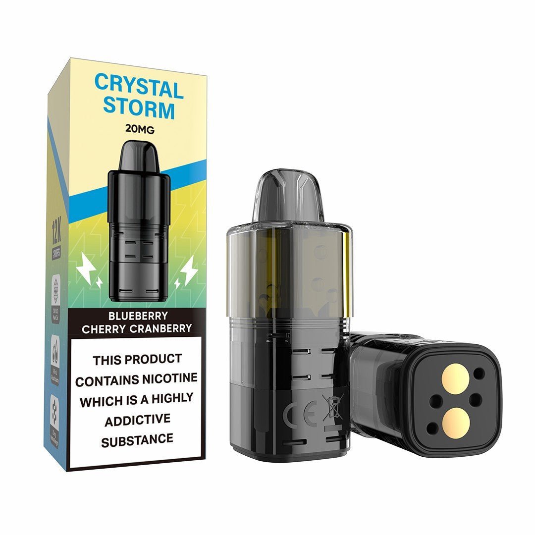 Crystal Storm Bar 12k Prefilled Refill Pods Pack of 5 Blueberry Cherry Cranberry