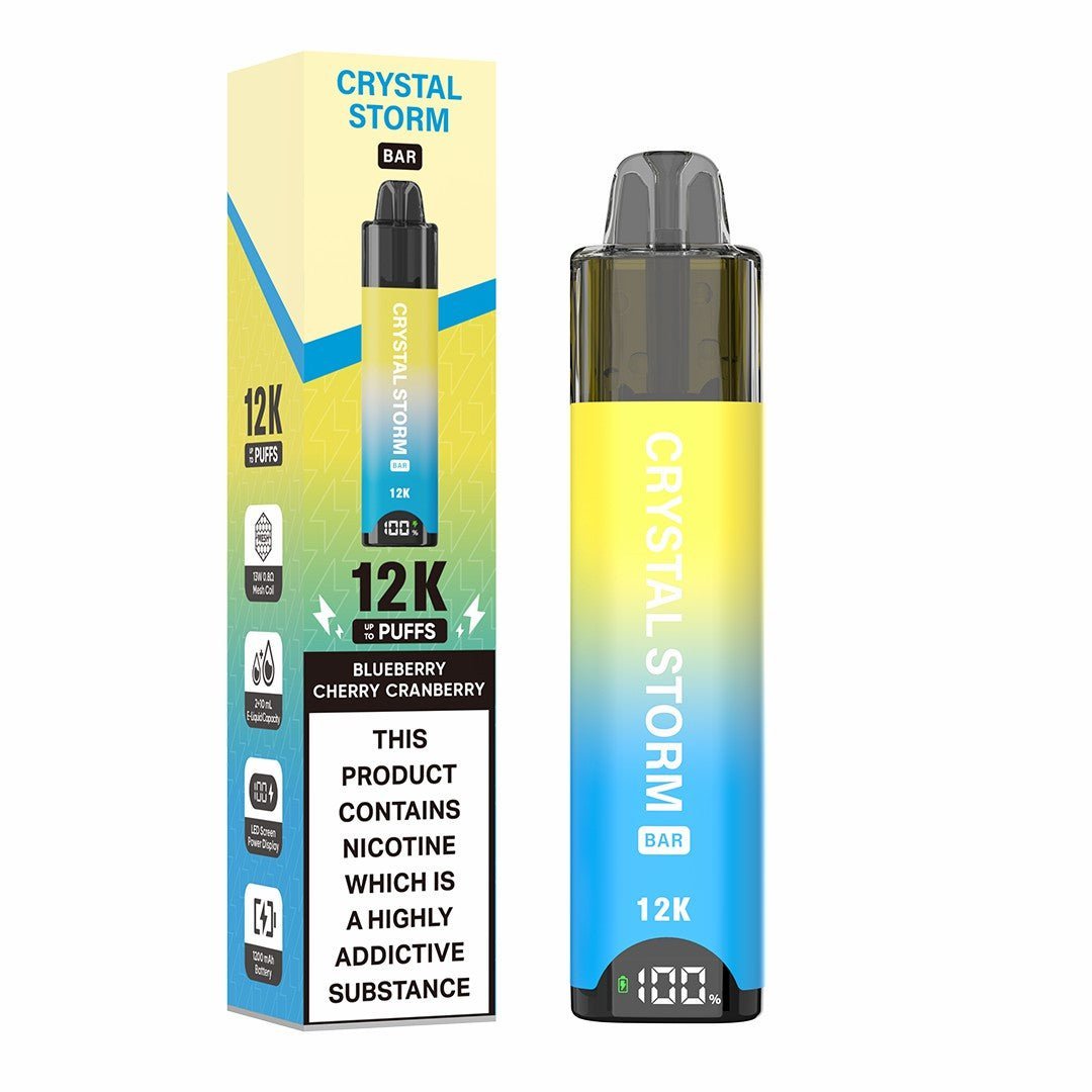 Crystal Storm Bar 12k Vape Kit Box of 5 Blueberry Cherry Cranberry