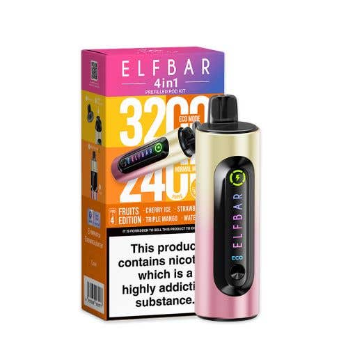 Elf Bar 4 - in - 1 3200 Prefilled Pod Kit Box of 5 - Bulk Vape Wholesale