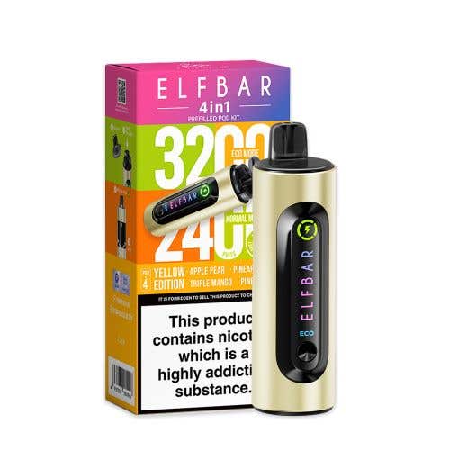 Elf Bar 4 - in - 1 3200 Prefilled Pod Kit Box of 5 - Bulk Vape Wholesale