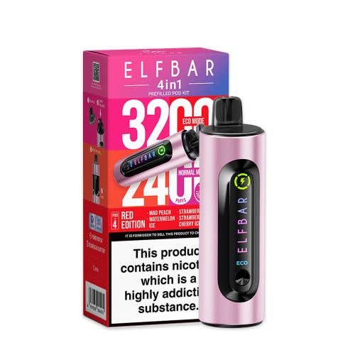 Elf Bar 4 - in - 1 3200 Prefilled Pod Kit Box of 5 - Bulk Vape Wholesale