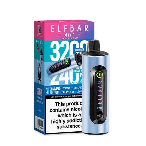 Elf Bar 4 - in - 1 3200 Prefilled Pod Kit Box of 5 Summer Edition