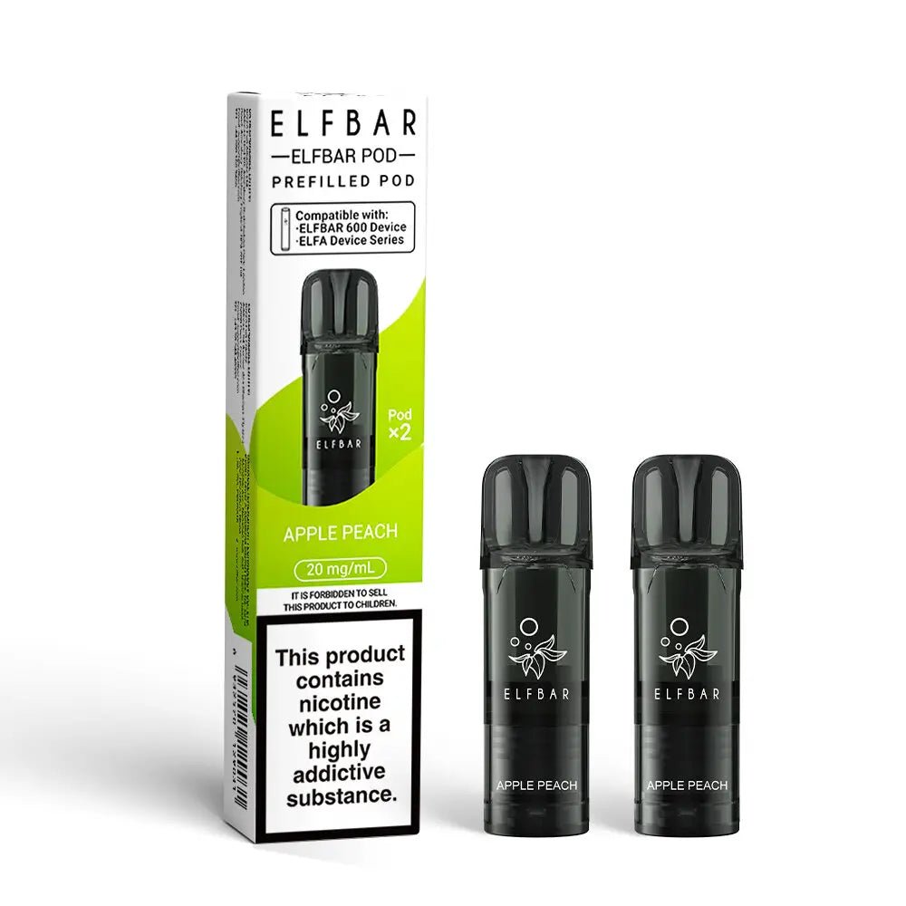 Elf Bar 600 Prefilled Replacement Pods Pack of 10 Apple Peach