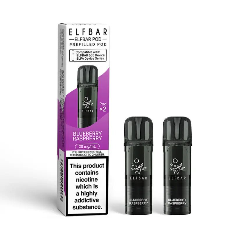 Elf Bar 600 Prefilled Replacement Pods Pack of 10 Blueberry Raspberry
