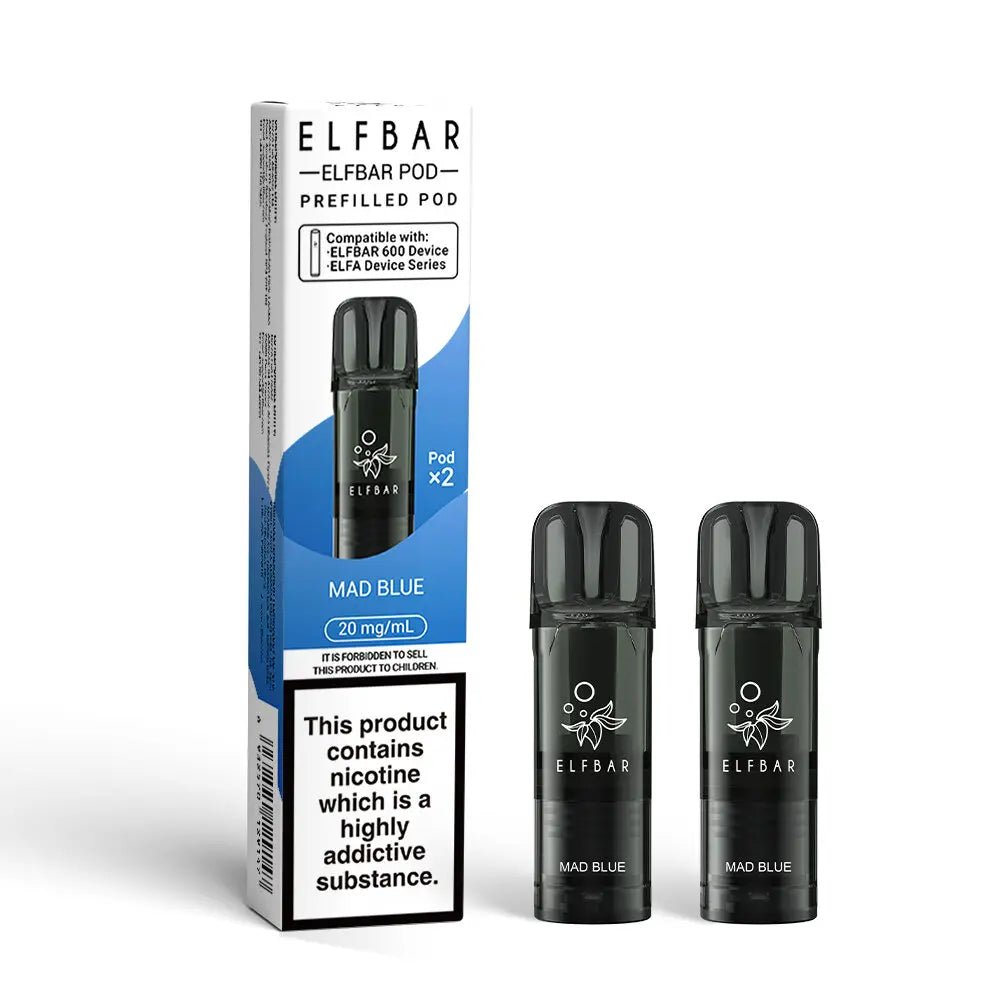Elf Bar 600 Prefilled Replacement Pods Pack of 10 Mad Blue