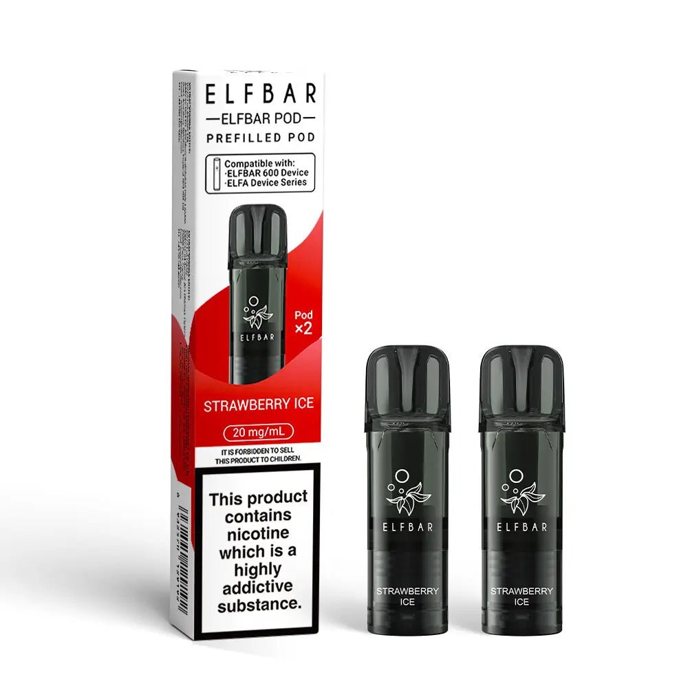 Elf Bar 600 Prefilled Replacement Pods Pack of 10 Strawberry Ice