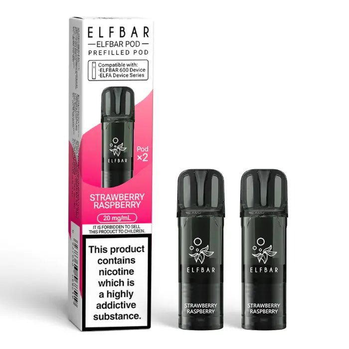Elf Bar 600 Prefilled Replacement Pods Pack of 10 Strawberry Raspberry