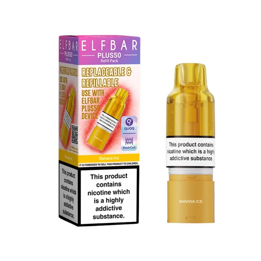 Elf Bar Plus 50 Refill Pods (Box of 5) Banana Ice