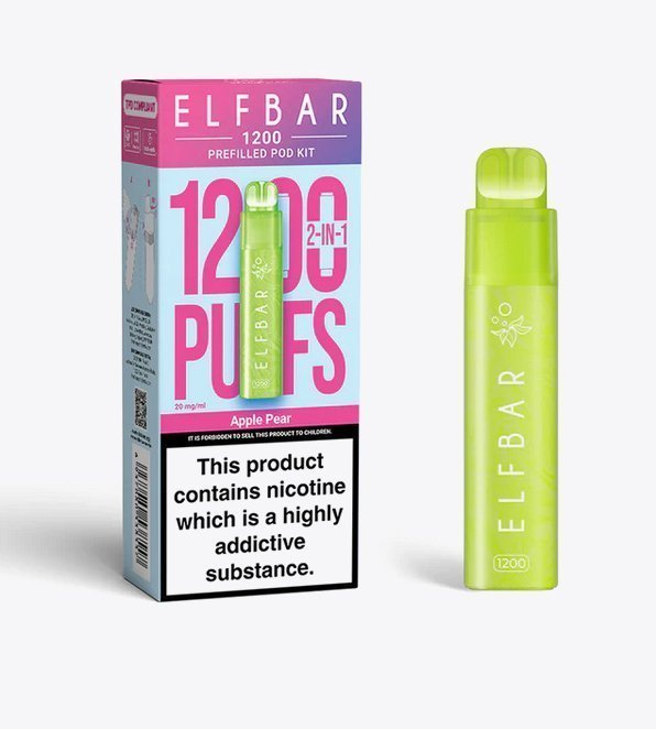 Elfbar 1200 Puffs 2 in 1 Prefilled Pod Kit Pack of 5 Apple Pear