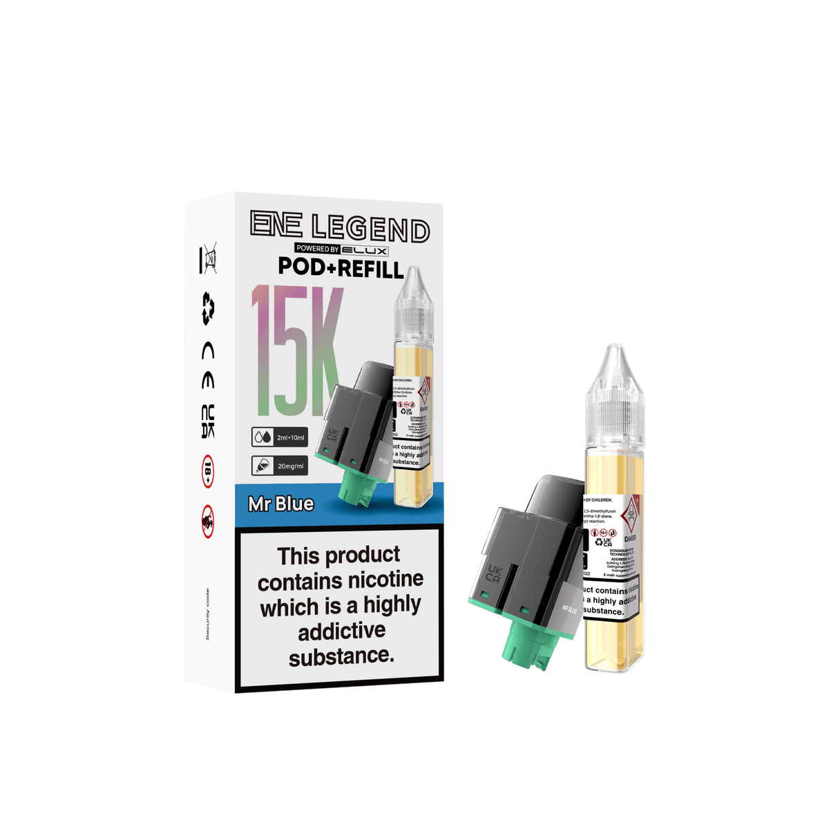 Elux ENE Legend 15k Replacement Pods Pack of 5 Mr Blue