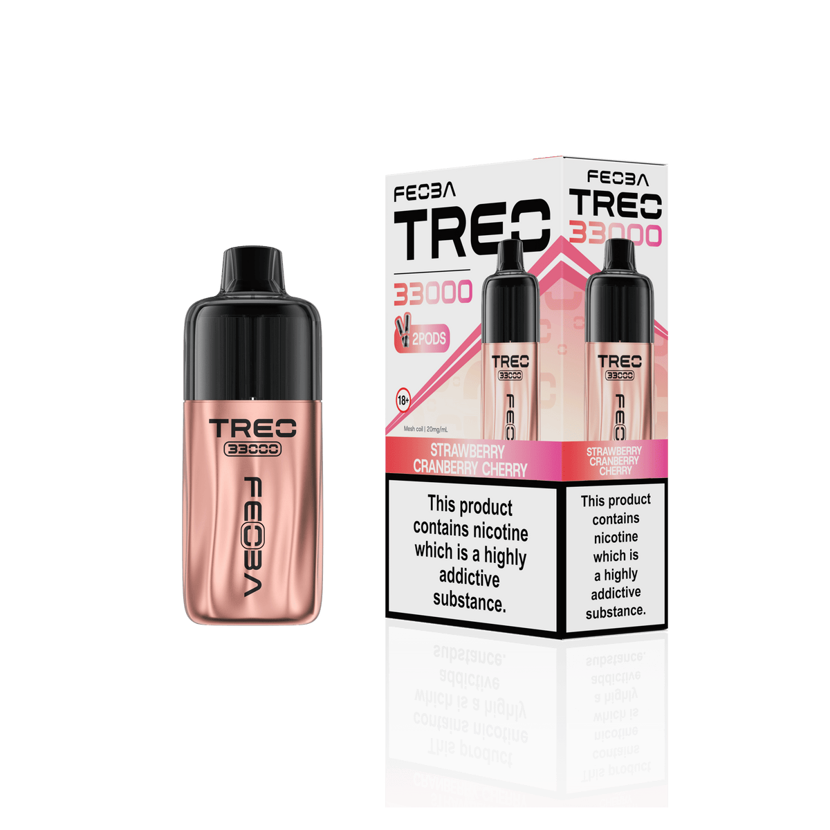 Feoba Treo 33k Prefilled Pod Vape Kit Box of 5 Strawberry Cranberry Cherry