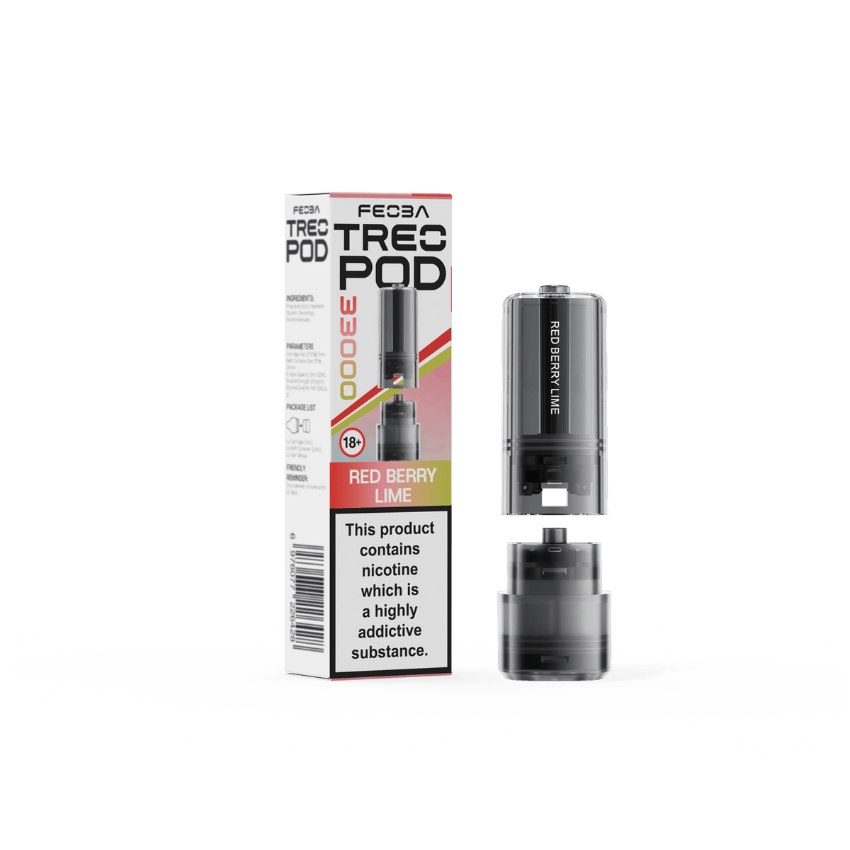 Feoba Treo 33k Replacement Pods Box of 5 Red Berry Lime