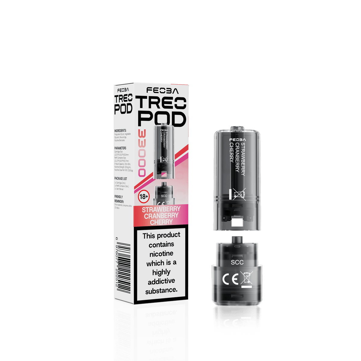 Feoba Treo 33k Replacement Pods Box of 5 Strawberry Cranberry Cherry