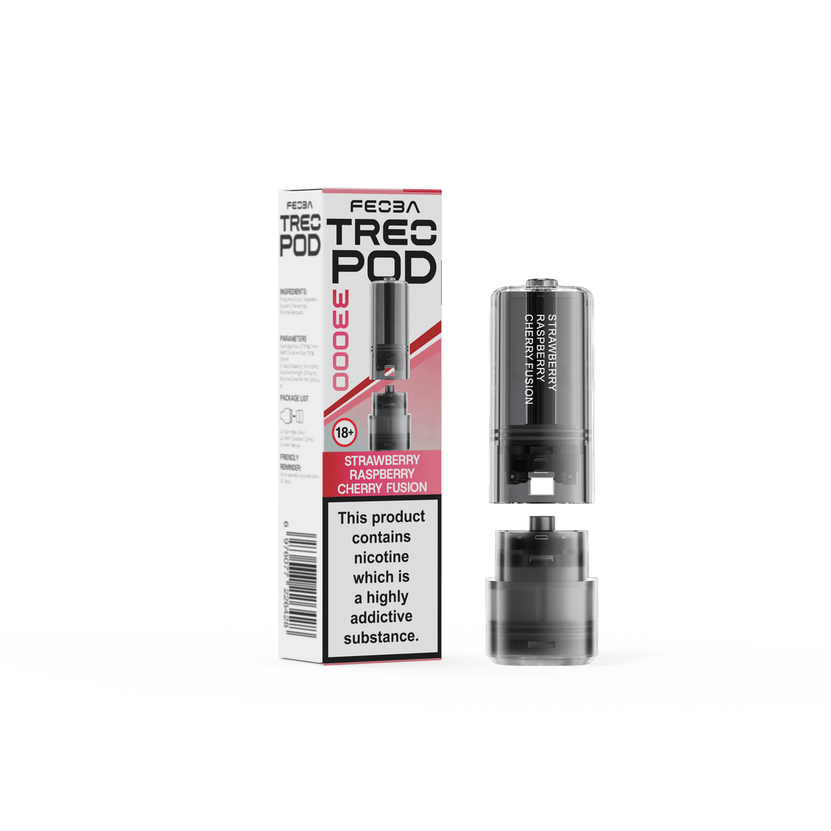 Feoba Treo 33k Replacement Pods Box of 5 Strawberry Raspberry Cherry Fusion