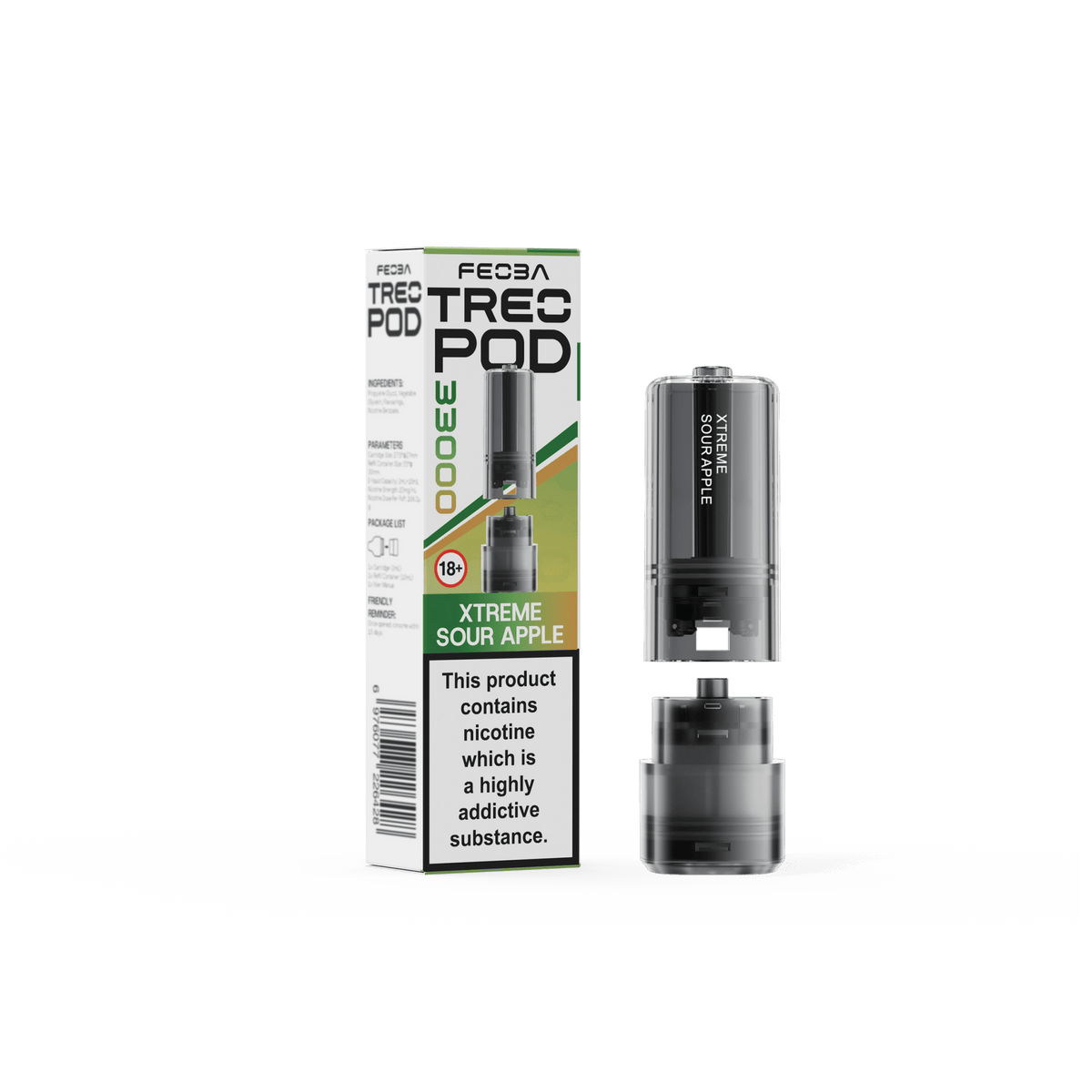 Feoba Treo 33k Replacement Pods Box of 5 Xtreme Sour Apple