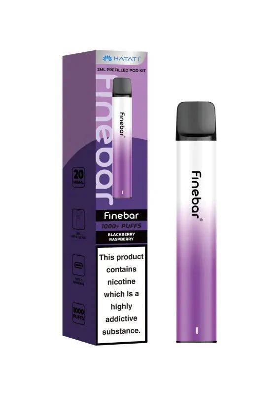 Hayati Finebar 1000 Prefilled Pod Kit Box of 5 Blackberry Raspberry