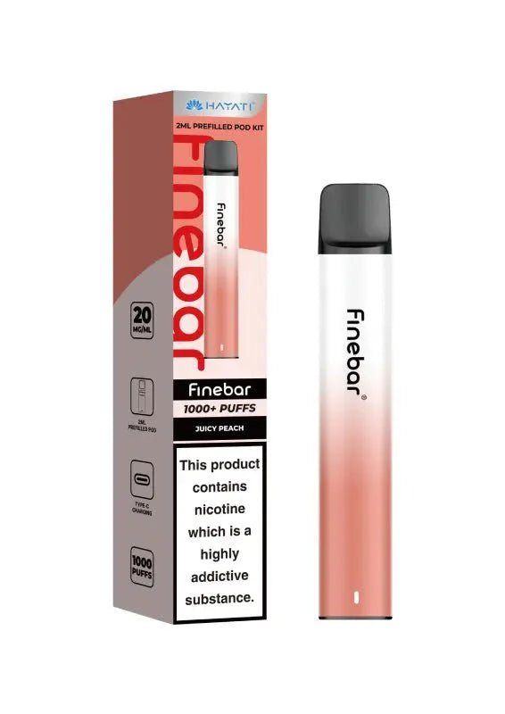 Hayati Finebar 1000 Prefilled Pod Kit Box of 5 Juicy Peach