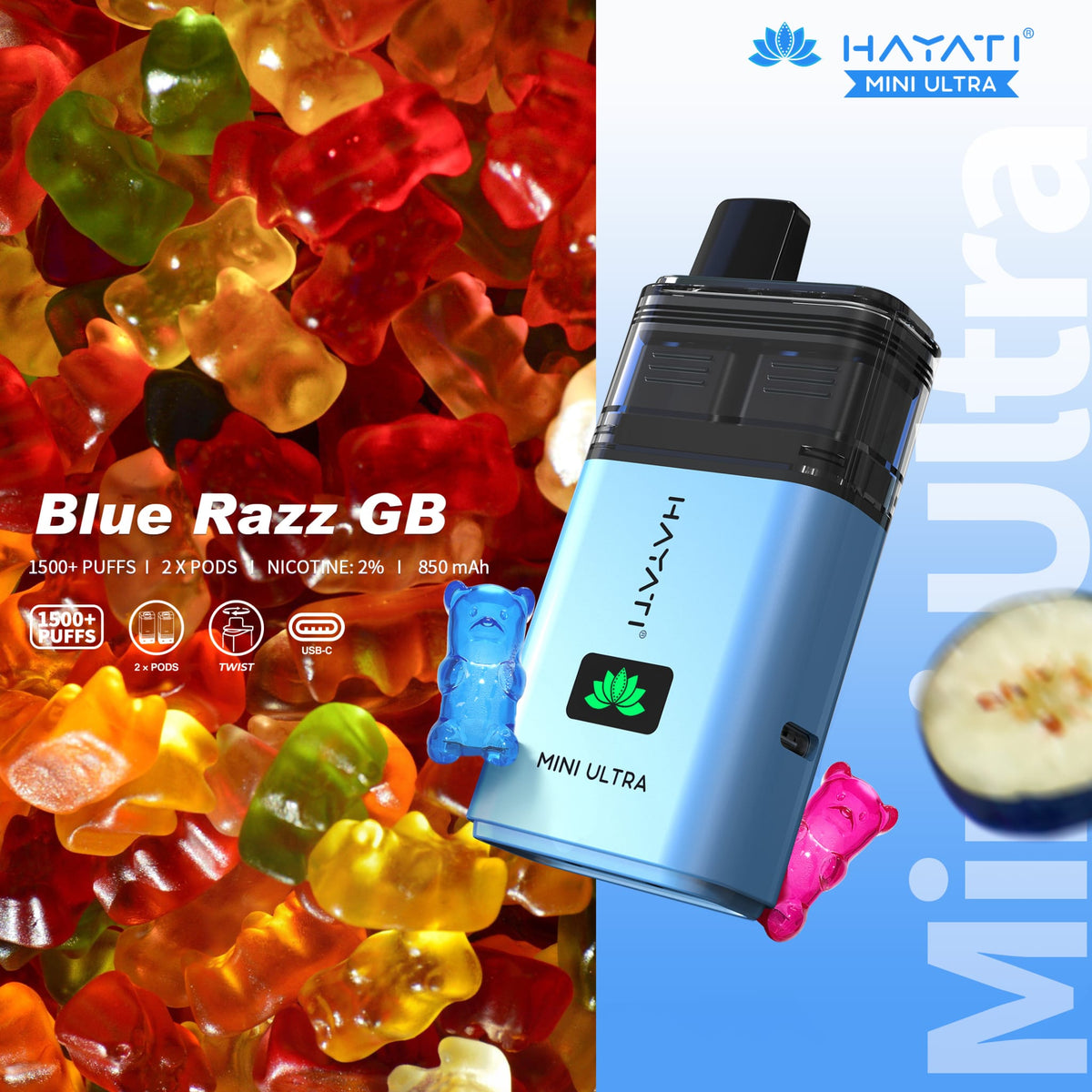 Hayati Mini Ultra 1500 Disposable Vape Box of 5 - Bulk Vape Wholesale