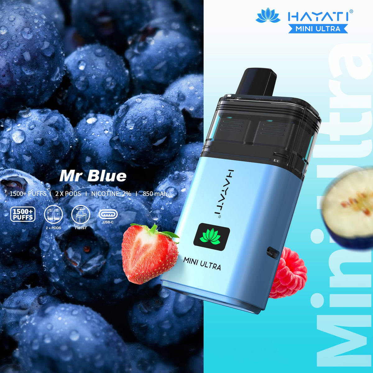 Hayati Mini Ultra 1500 Disposable Vape Box of 5 - Bulk Vape Wholesale