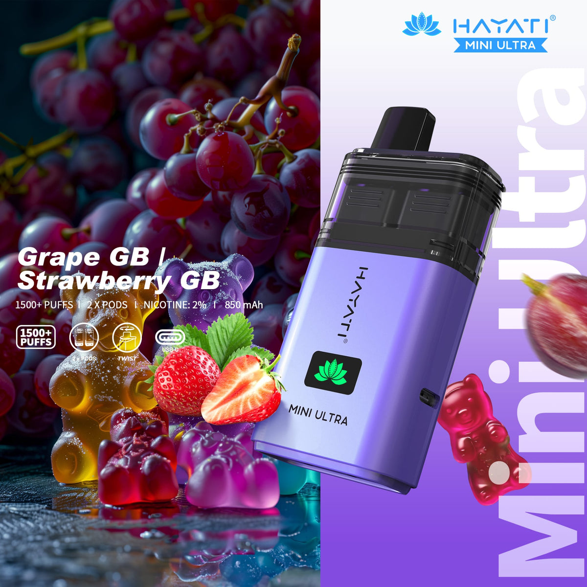 Hayati Mini Ultra 1500 Disposable Vape Box of 5 - Bulk Vape Wholesale