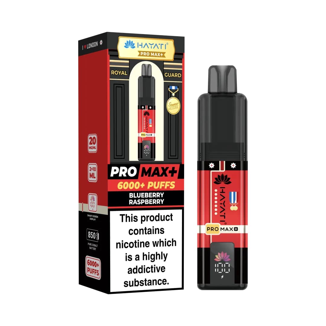 Hayati Pro Max+ 6000 Puffs Prefilled Pod Vape Kit Box of 5 Blueberry Raspberry – Royal Guard