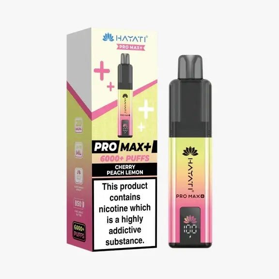 Hayati Pro Max+ 6000 Puffs Prefilled Pod Vape Kit Box of 5 Cherry Peach Lemon