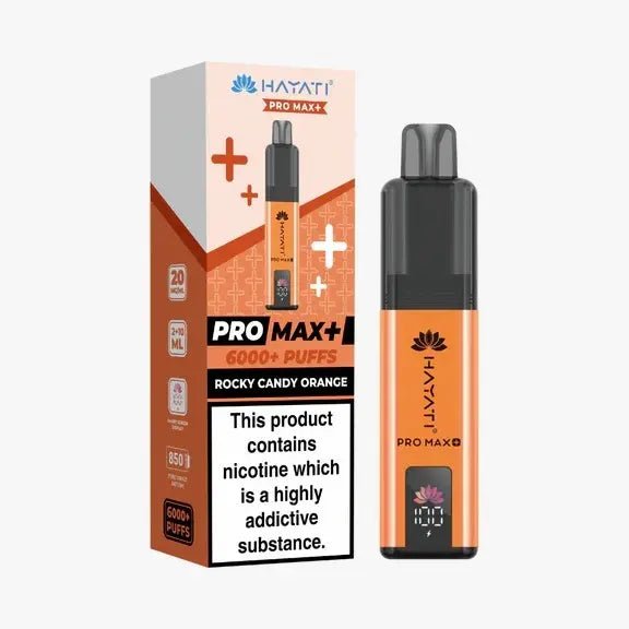 Hayati Pro Max+ 6000 Puffs Prefilled Pod Vape Kit Box of 5 Rocky Candy Orange