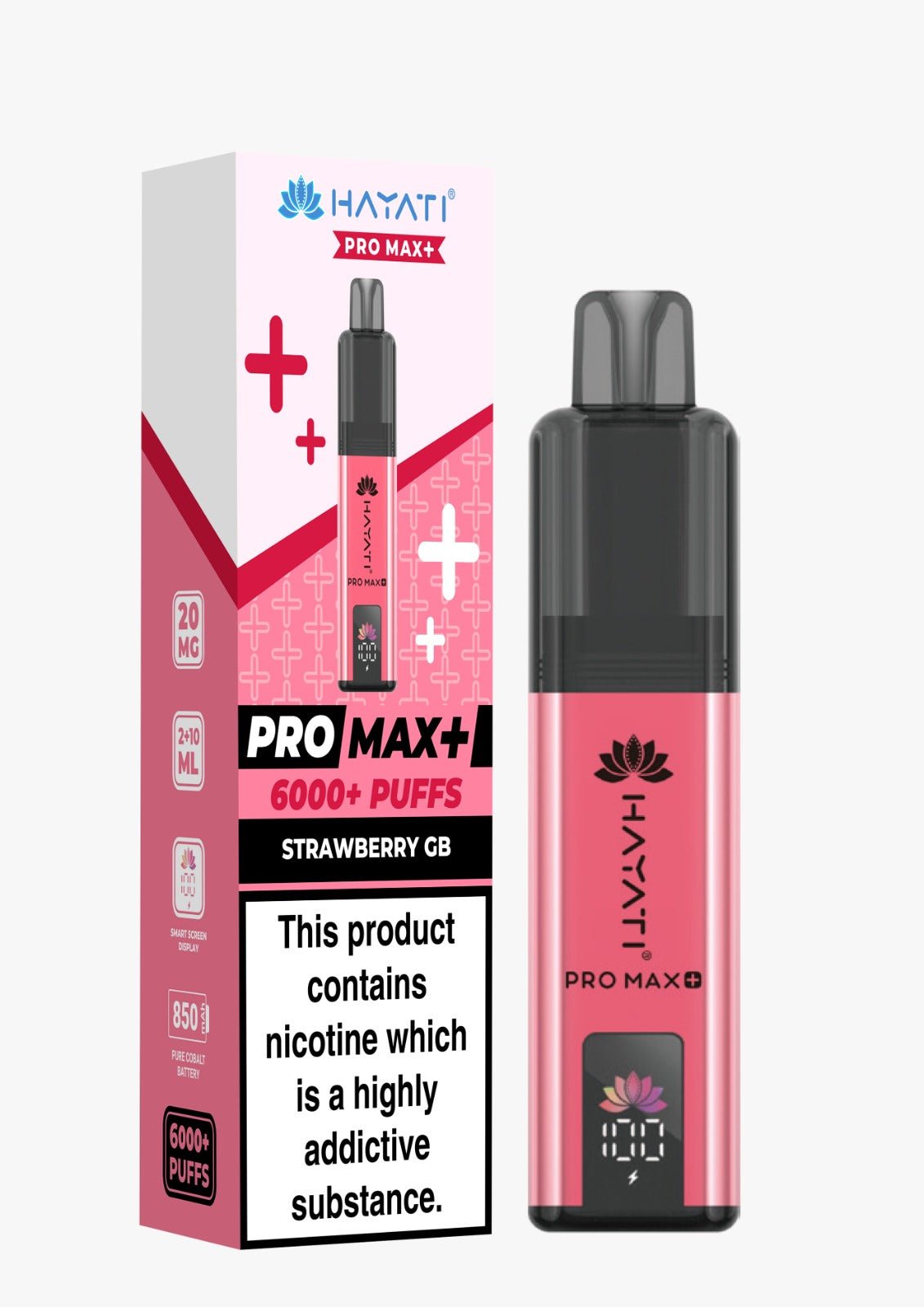 Hayati Pro Max+ 6000 Puffs Prefilled Pod Vape Kit Box of 5 Strawberry GB