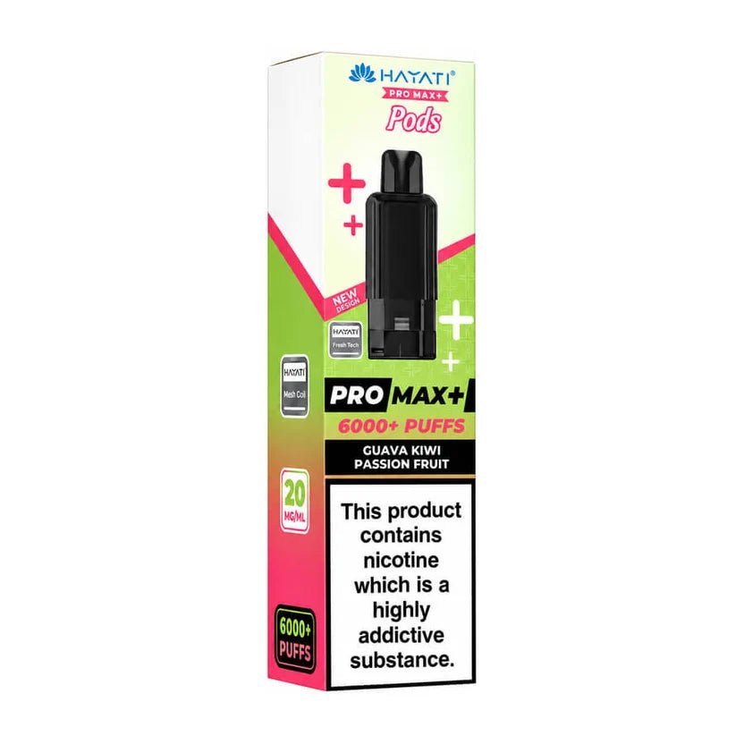 Hayati Pro Max Plus 6000 Prefilled Pods Box of 5 Guava Kiwi Passionfruit (£19.99)