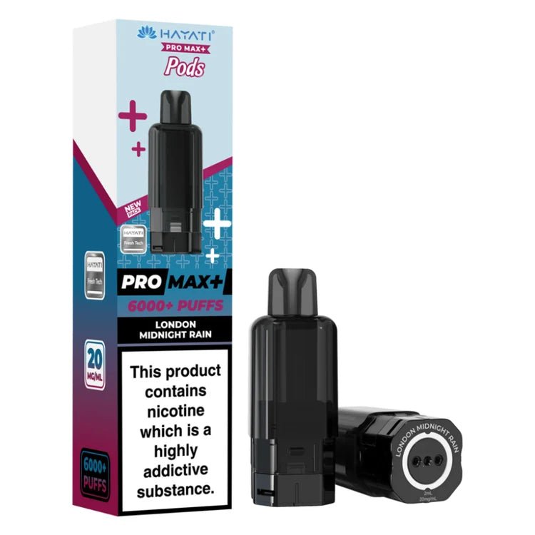 Hayati Pro Max Plus 6000 Prefilled Pods Box of 5 London Midnight Rain (£19.99)