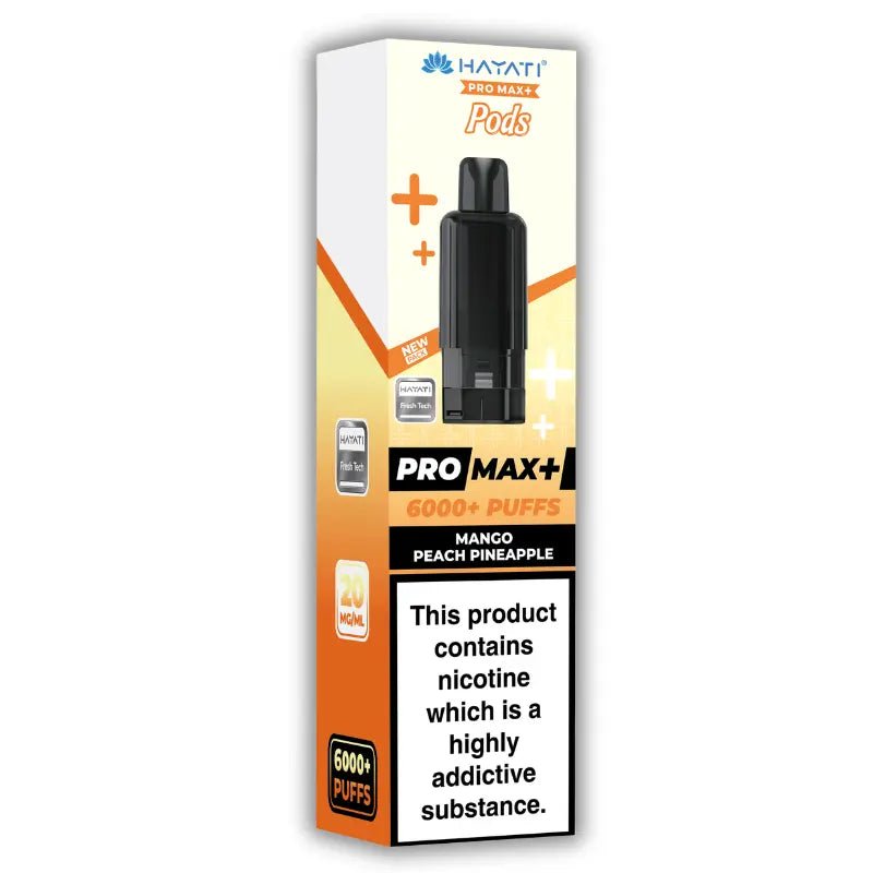 Hayati Pro Max Plus 6000 Prefilled Pods Box of 5 Mango Peach Pineapple (£19.99)