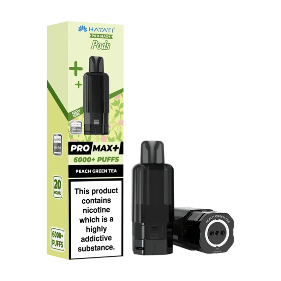 Hayati Pro Max Plus 6000 Prefilled Pods Box of 5 Peach Green Tea (£19.99)