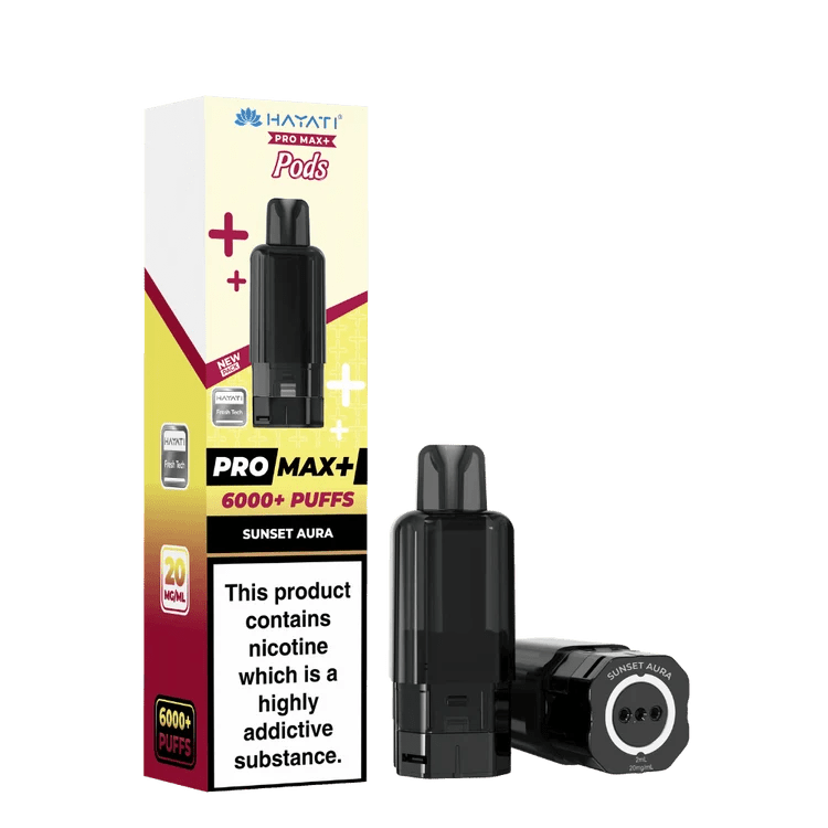 Hayati Pro Max Plus 6000 Prefilled Pods Box of 5 Sunset Aura (£19.99)