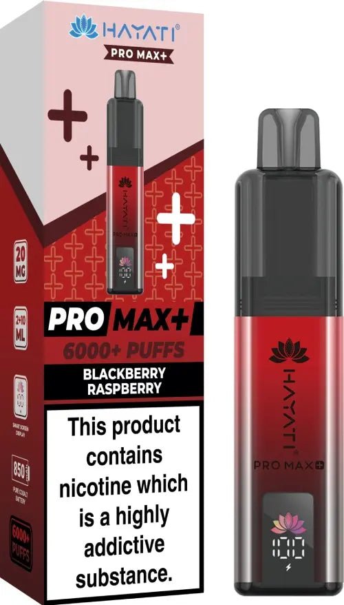 Hayati Pro Max Plus 6000 Puffs Prefilled Pod Vape Kit Box of 5 - 10mg Blackberry Raspberry