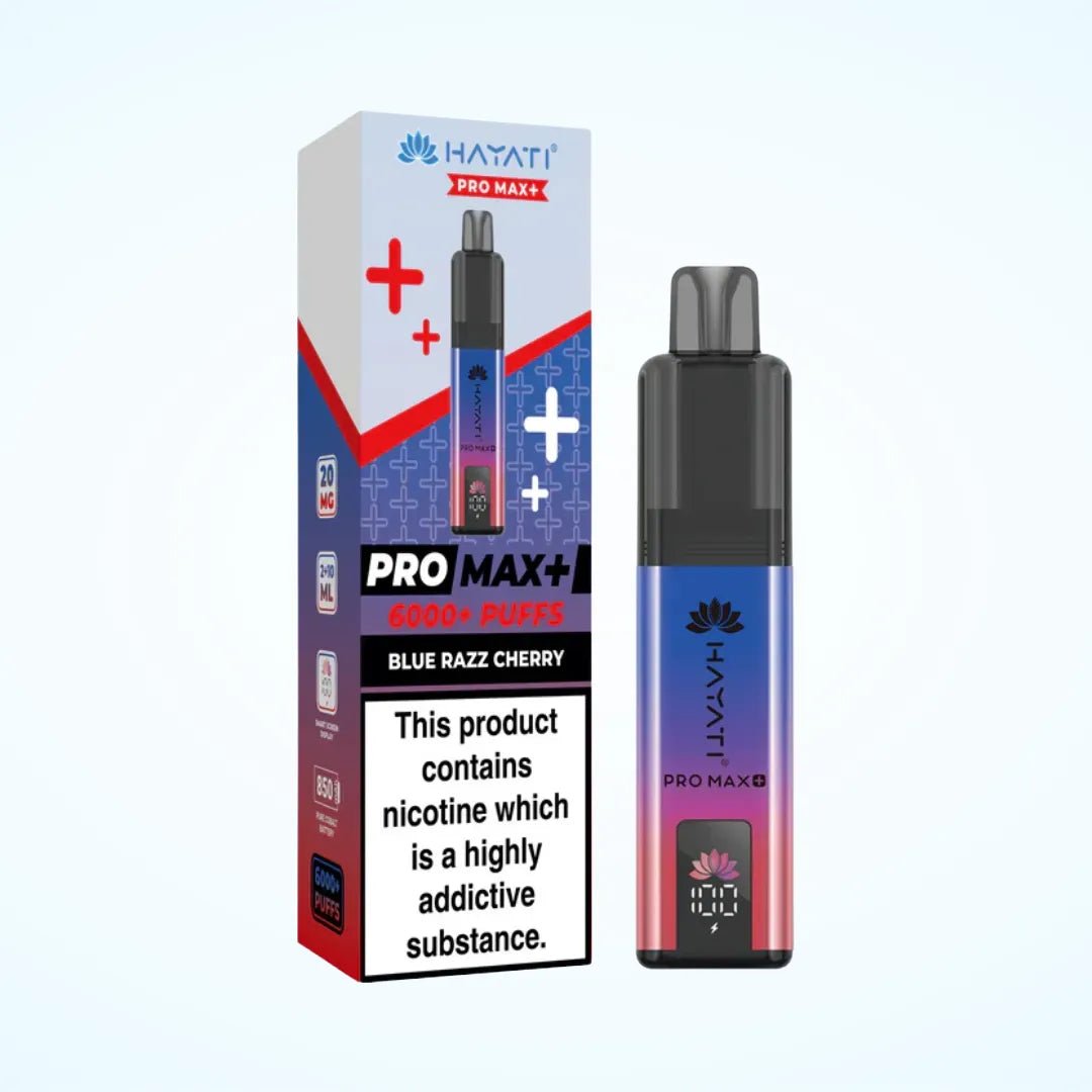 Hayati Pro Max Plus 6000 Puffs Prefilled Pod Vape Kit Box of 5 - 10mg Blue Razz Cherry