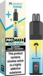 Hayati Pro Max Plus 6000 Puffs Prefilled Pod Vape Kit Box of 5 - 10mg Blueberry Cherry Cranberry