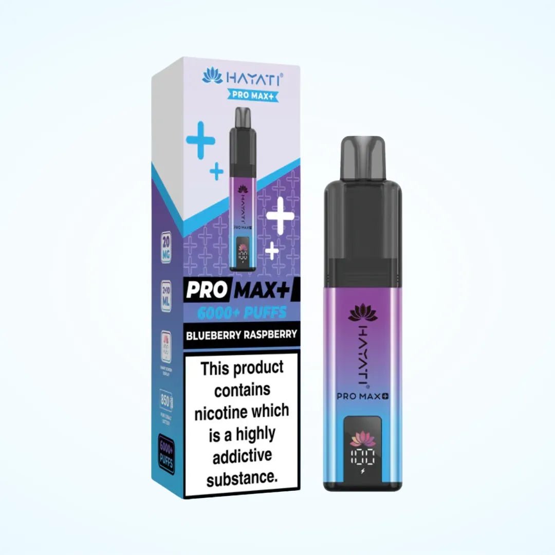 Hayati Pro Max Plus 6000 Puffs Prefilled Pod Vape Kit Box of 5 - 10mg Blueberry Raspberry