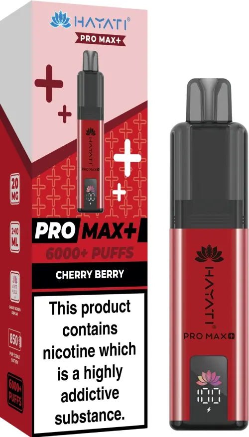 Hayati Pro Max Plus 6000 Puffs Prefilled Pod Vape Kit Box of 5 - 10mg Cherry Berry