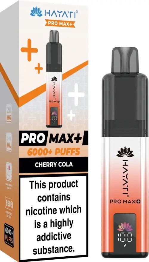 Hayati Pro Max Plus 6000 Puffs Prefilled Pod Vape Kit Box of 5 - 10mg Cherry Cola