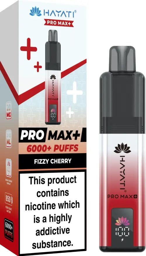 Hayati Pro Max Plus 6000 Puffs Prefilled Pod Vape Kit Box of 5 - 10mg Fizzy Cherry