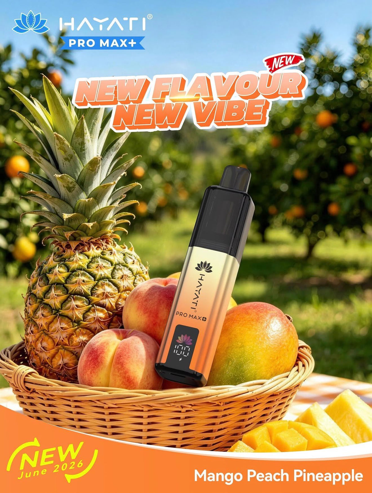 Hayati Pro Max Plus 6000 Puffs Prefilled Pod Vape Kit Box of 5 - 10mg Mango Peach Pineapple