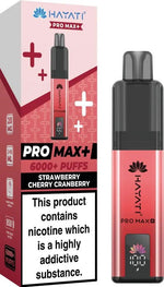 Hayati Pro Max Plus 6000 Puffs Prefilled Pod Vape Kit Box of 5 - 10mg Strawberry Cherry Cranberry
