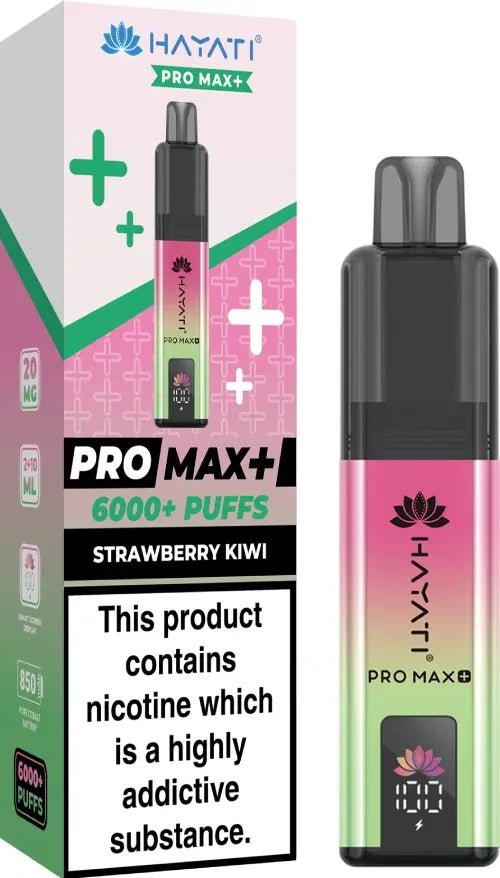 Hayati Pro Max Plus 6000 Puffs Prefilled Pod Vape Kit Box of 5 - 10mg Strawberry Kiwi