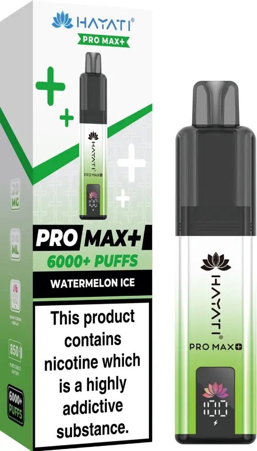 Hayati Pro Max Plus 6000 Puffs Prefilled Pod Vape Kit Box of 5 - 10mg Watermelon Ice